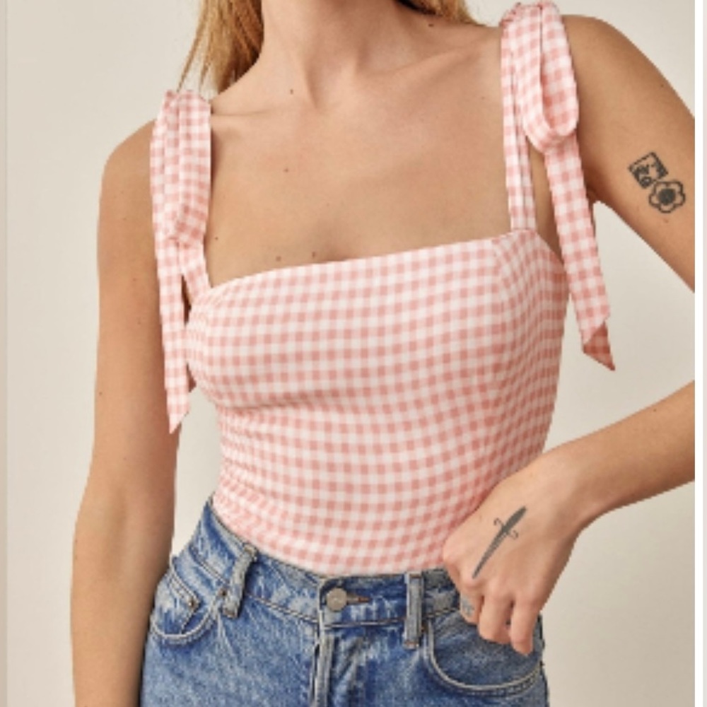 Brand New Reformation Gingham Ellora Top.